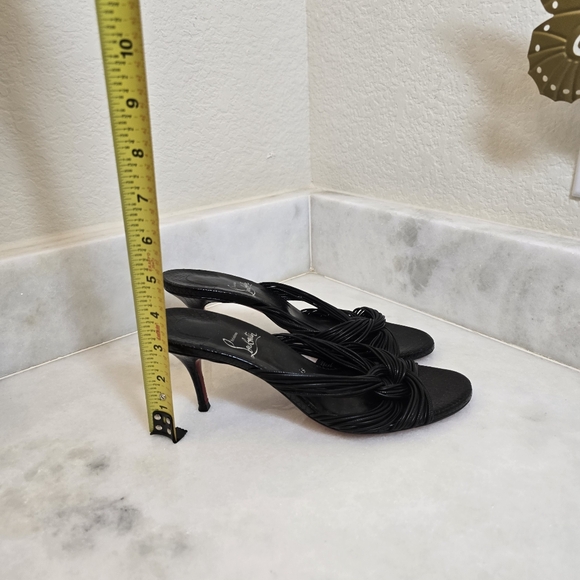 Christian Louboutin Black Knotted Slide Heels Size 9 | Classic Paris Designer - Picture 5 of 6